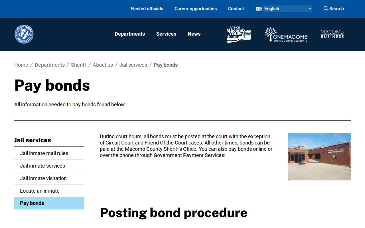 Macomb County same-day release bond channels and processing warning