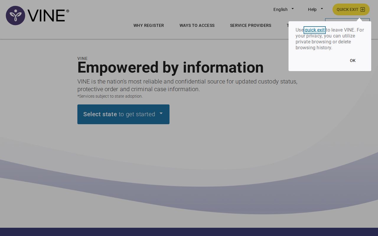 Macomb County VINE inmate search and Michigan selection screen